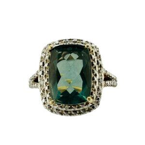 Chuck Clemency Gold Vermeil Green Quartz Ring Size 6.75 Designer Statement